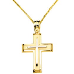 Χρυσός βαπτιστικός σταυρός Κ14 με αλυσίδα